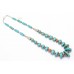 Women's Necklace 925 Sterling Silver beads blue turquoise stones P 399
